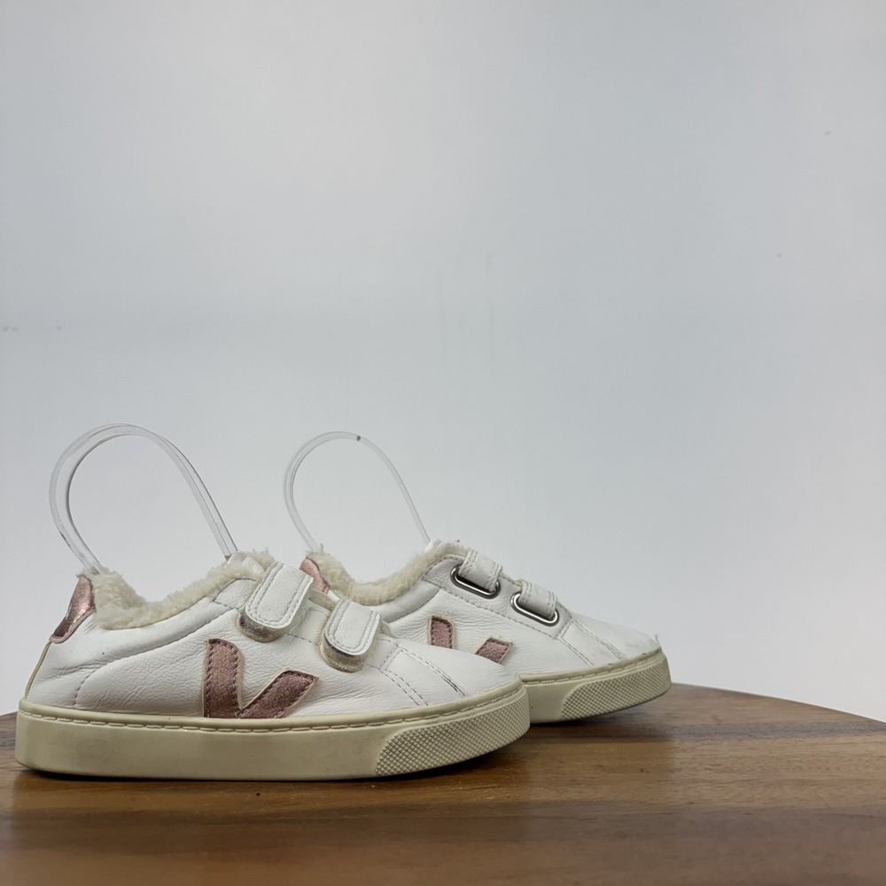 Little Kids Veja Esplar Logo White Leather Lined Casual Sneakers Shoes Size 12.5